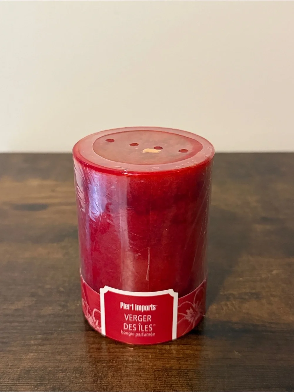 PIER 1 Island Orchard 3x4” Pillar Red Candle NWT New